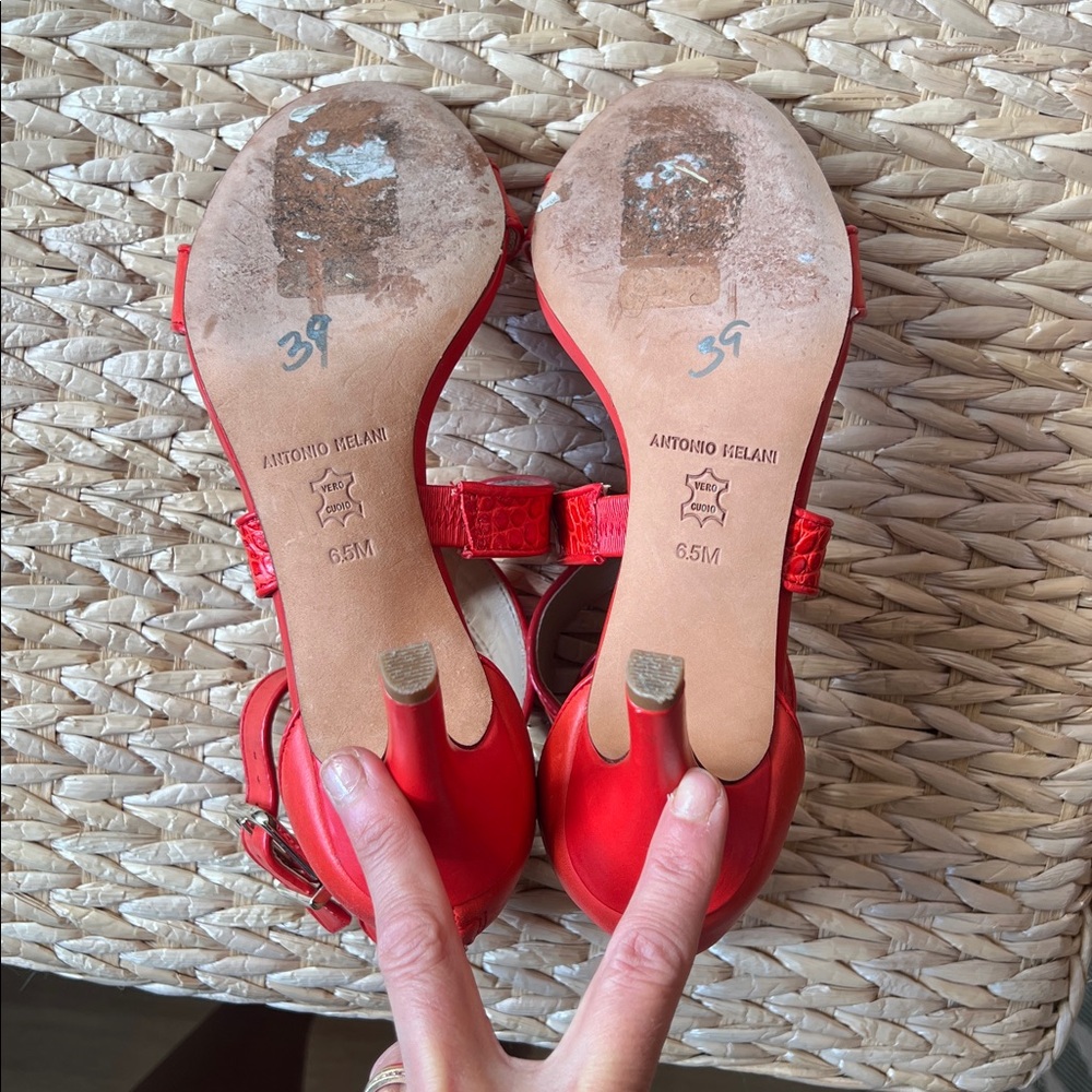 Coral/red Antonio Melani Strappy Heeled Sandals size 6.5 - Picture 6 of 6